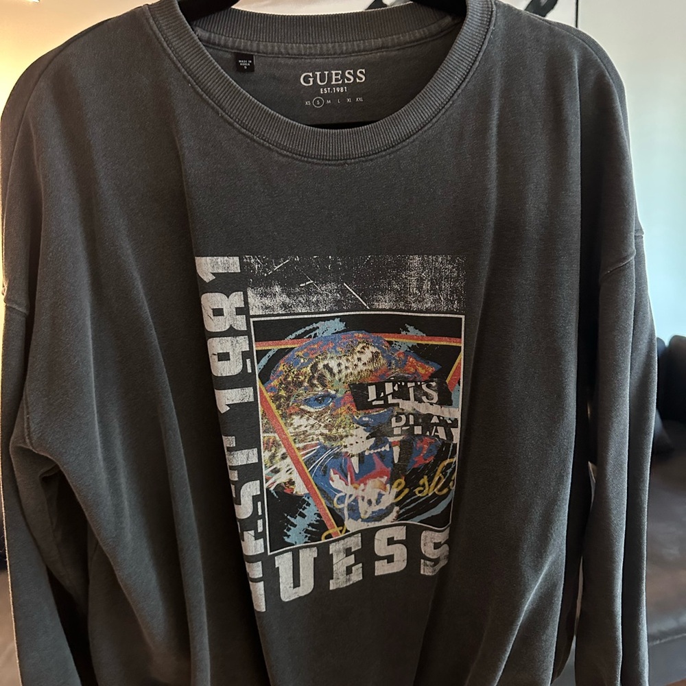 Guess charcoal western print hoodie size S